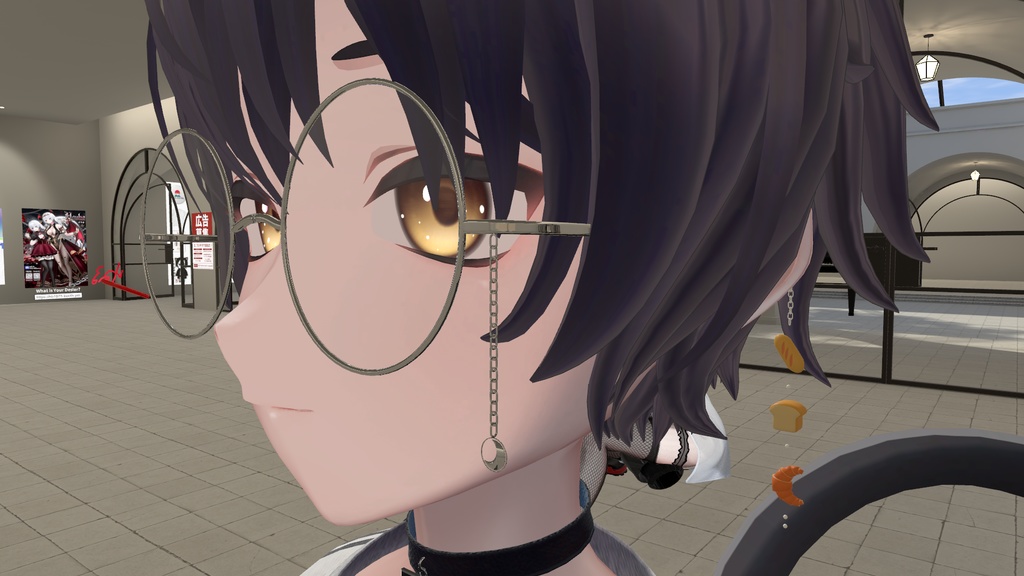 【VRC想定】丸眼鏡(揺れるアクセ付き)【3D素材】