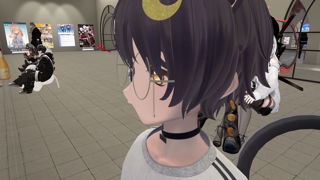 【VRC想定】丸眼鏡(揺れるアクセ付き)【3D素材】