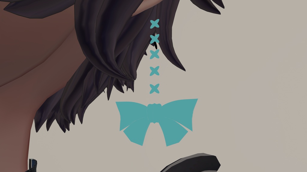 【VRC想定】リボンピアス【3D素材】
