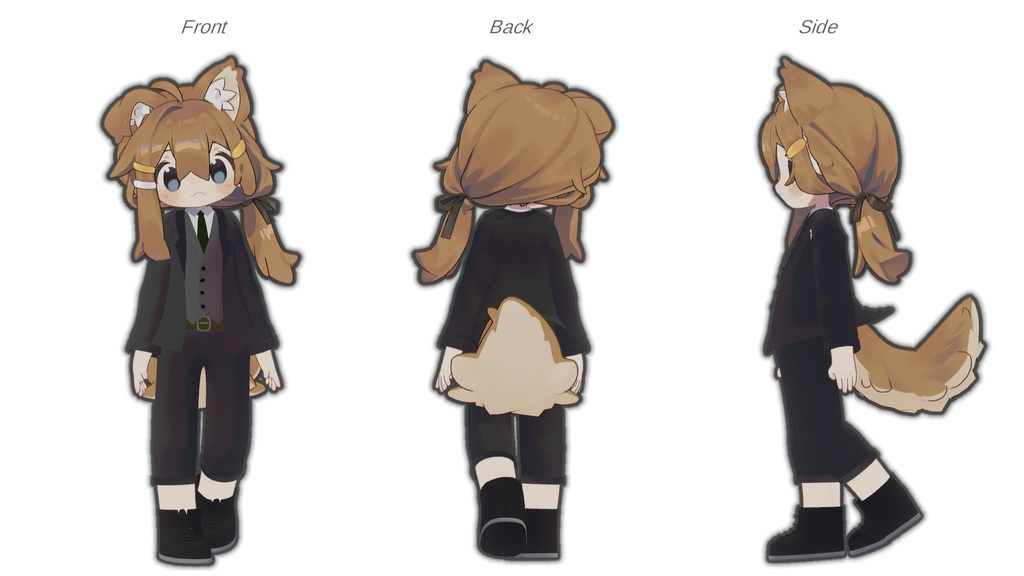 【VRC想定】スーツ3点セット(まめひなた対応)【3D素材】