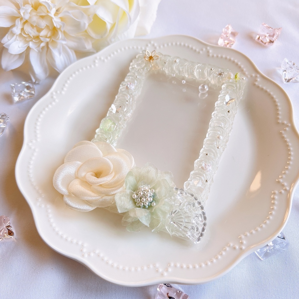 クリーム×グリーン 硬質ケース シリコンホイップデコ
