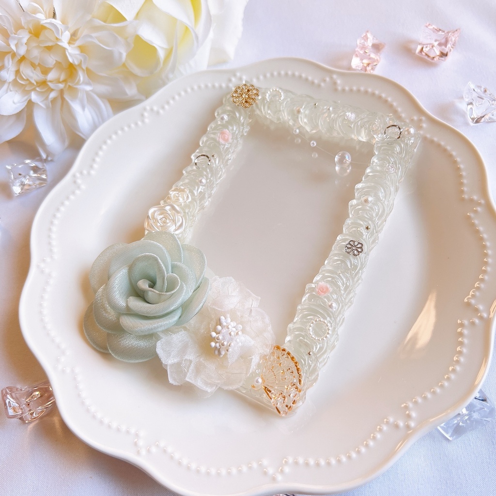 グリーン×ホワイト 硬質ケース シリコンホイップデコ