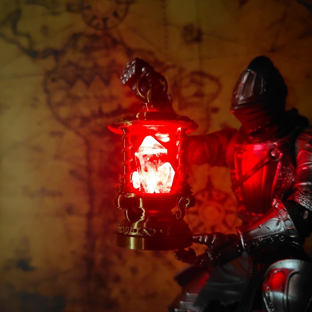 【赤魔鉱石のランタン(大)キーホルダー】ファンタジー/魔法のアイテム/レジン/LEDライト