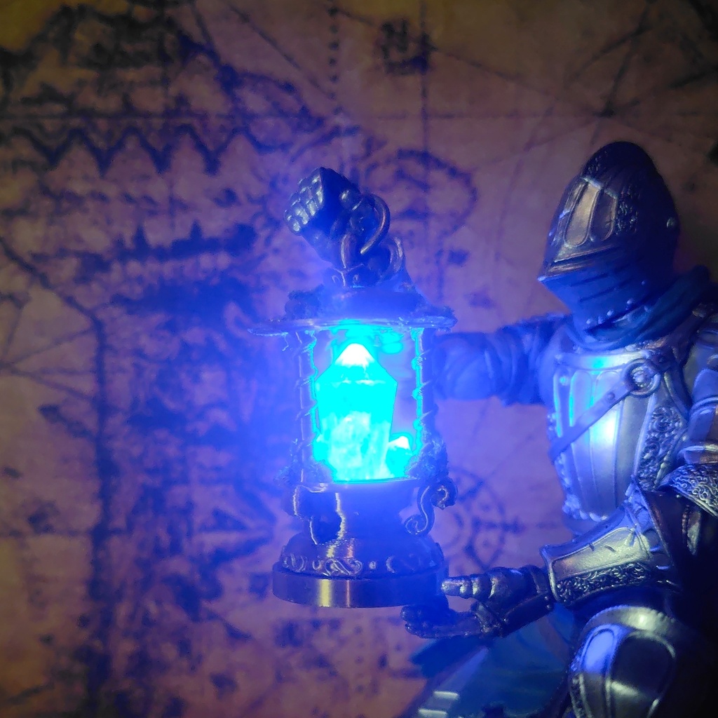 【青魔鉱石のランタン(大)キーホルダー】ファンタジー/魔法のアイテム/レジン/LEDライト