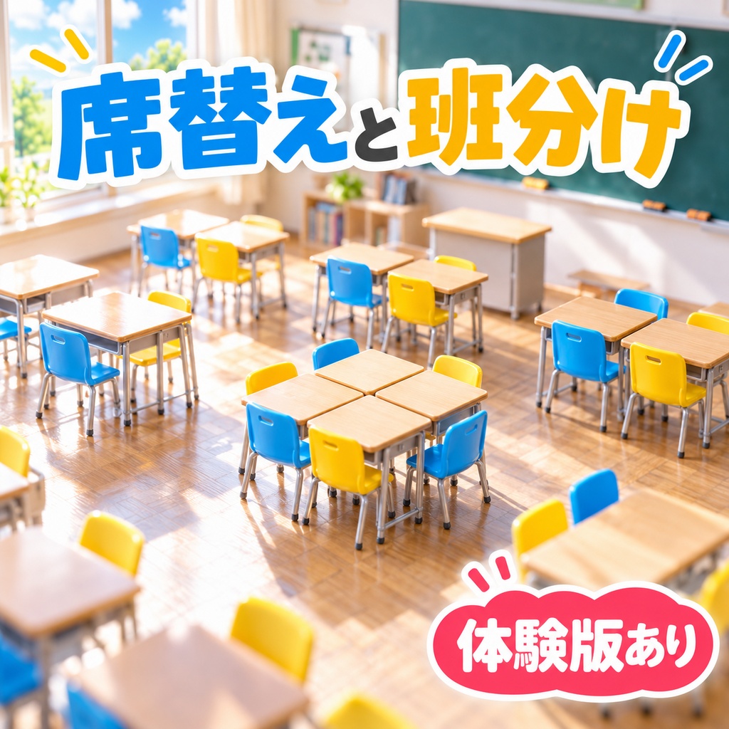 席替えと班分け｜前回と同じ隣・最前列の続きを数えて見せる（条件つき・体験版あり）