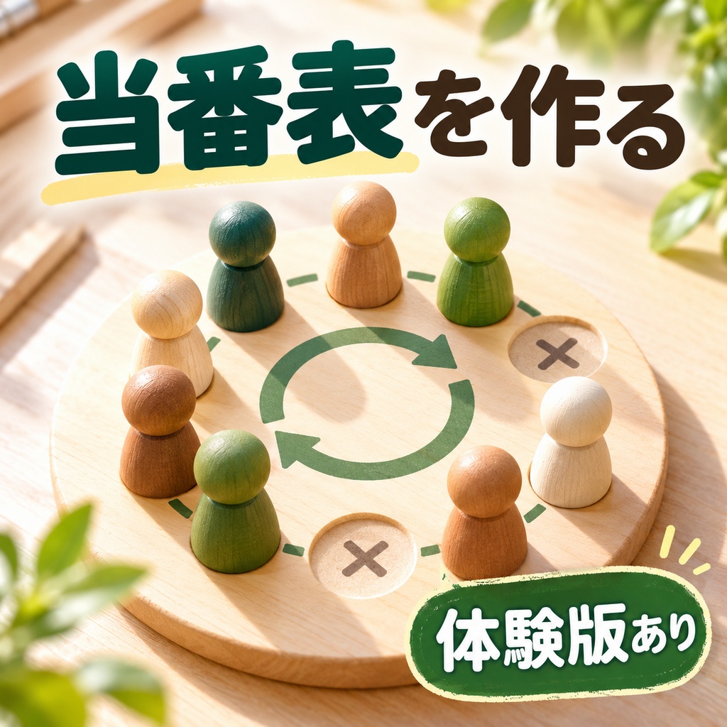 当番表を作る｜出られない回を避けて、回数とペアの偏りを数で見せる（体験版あり）