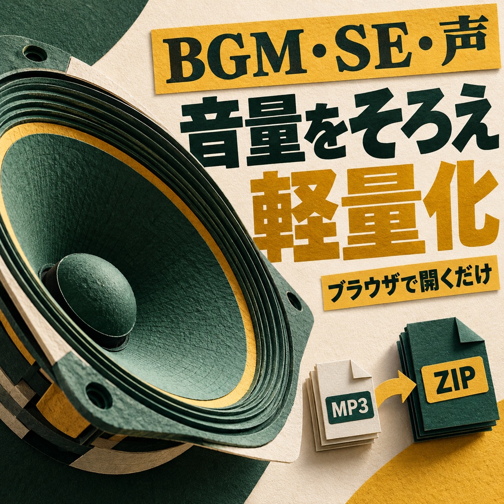 BGM・SEの音量をそろえて容量内に一括書き出し｜ココフォリア向け・ブラウザで開くだけ（体験版あり）
