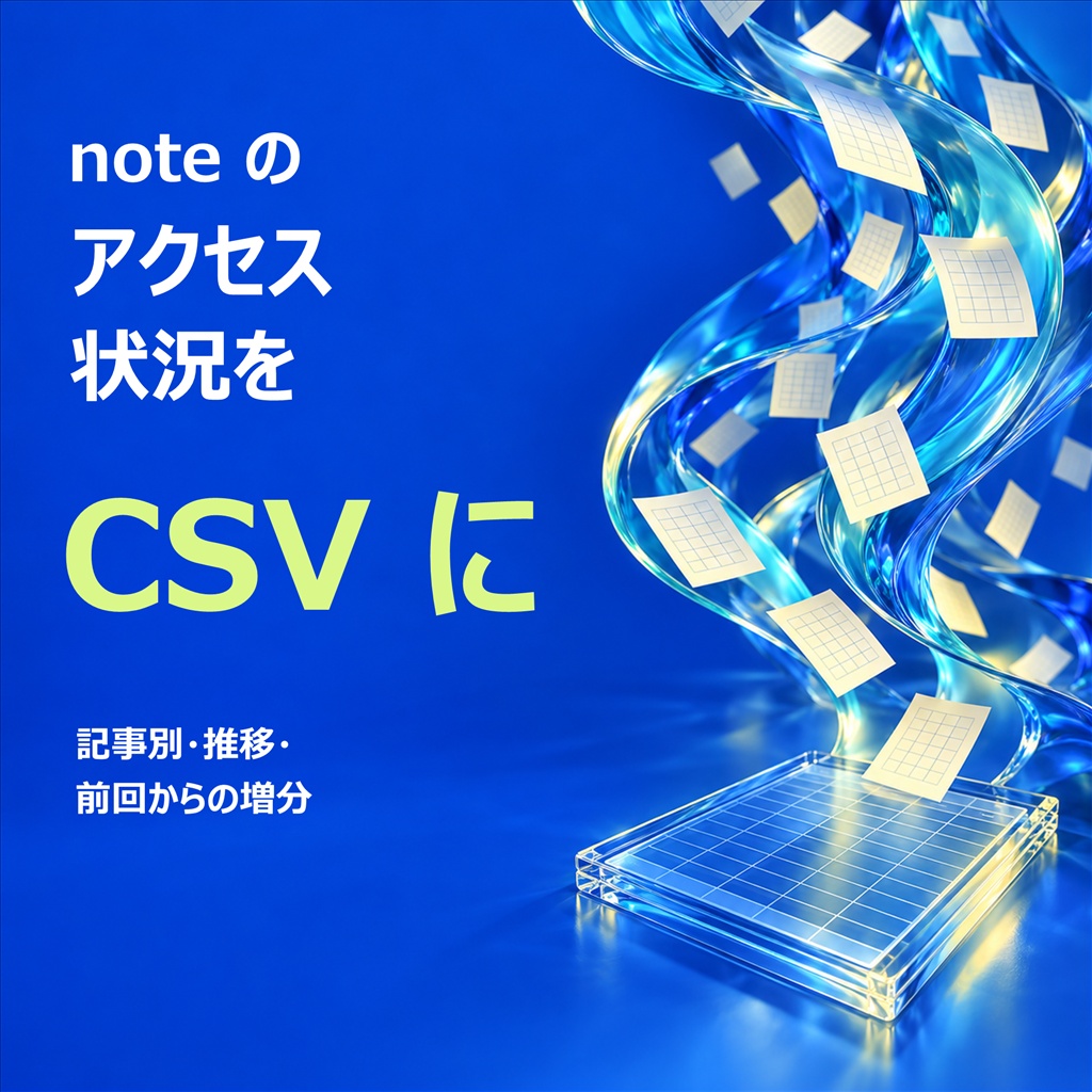 noteのアクセス状況をCSVに｜記事別の7種の期間と推移・前回からの増分（体験版あり）