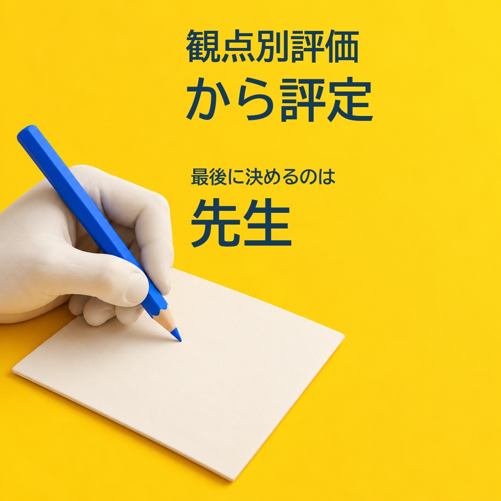 観点別評価から評定｜ABCの表に学校の規則を当てて評定と根拠を出す・最後は先生が決める（体験版あり）