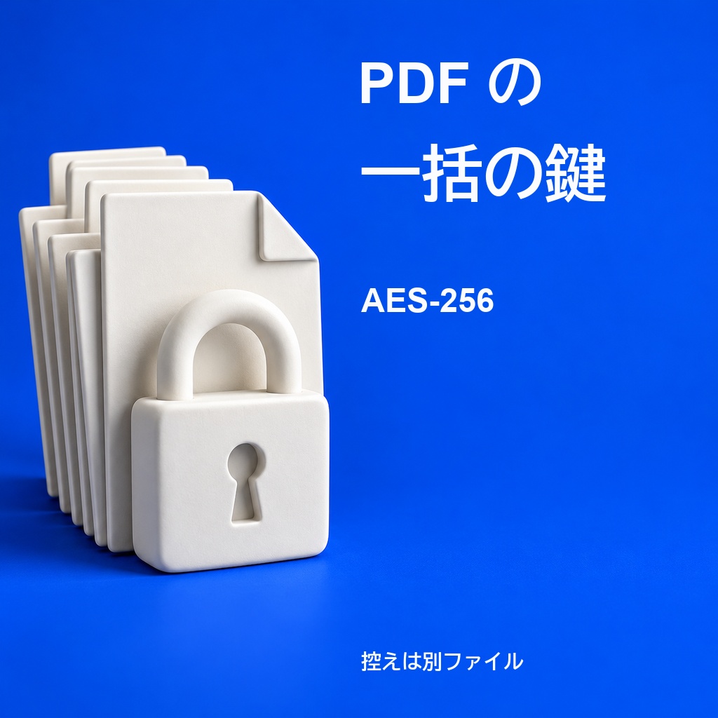 PDFの一括の鍵｜複数のPDFにAES-256の鍵を一括で・送り先との取り違えを確認（体験版あり）