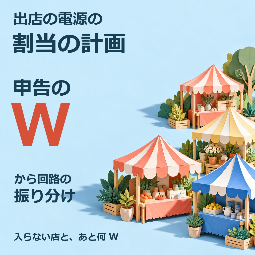 出店の電源の割当の計画｜申告の W から回路の振り分けと入らない店（体験版あり）