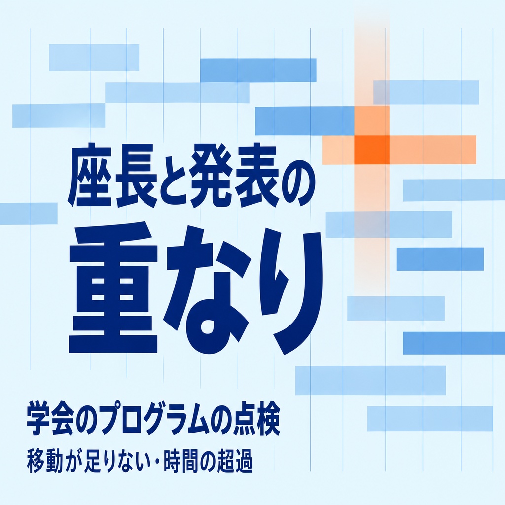 学会・研究会のプログラムの点検｜座長と発表の重なり・移動・時間超過（体験版あり）
