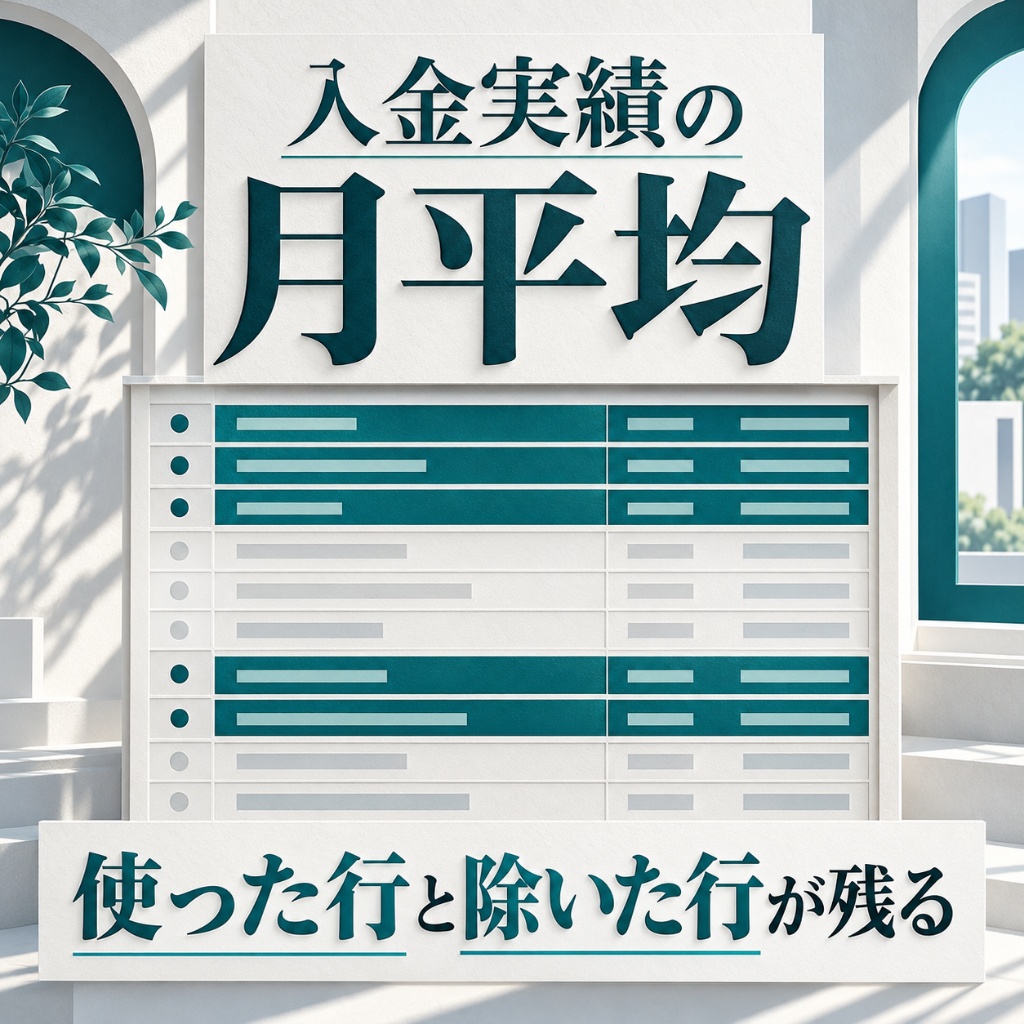 銀行明細CSVから入金の月平均｜使った行と除いた行が残る・賞与や隔月の入金も選べる（体験版あり）