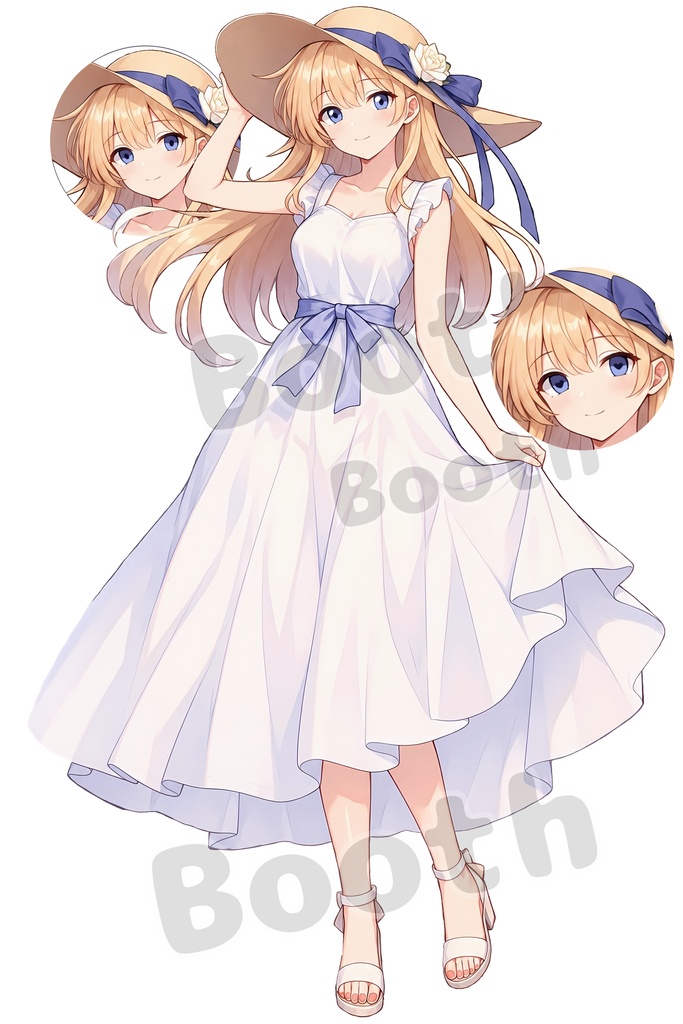 【立ち絵素材】白いワンピースの女の子