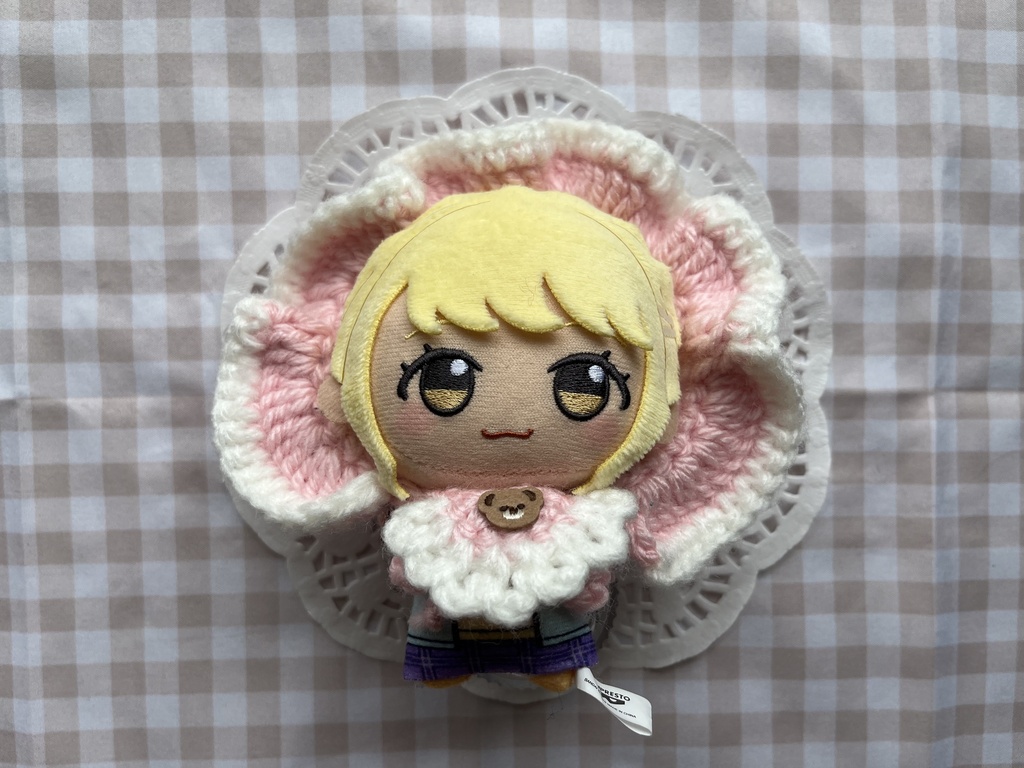 ちびぐるみ用　ふりふりたくさんボンネット