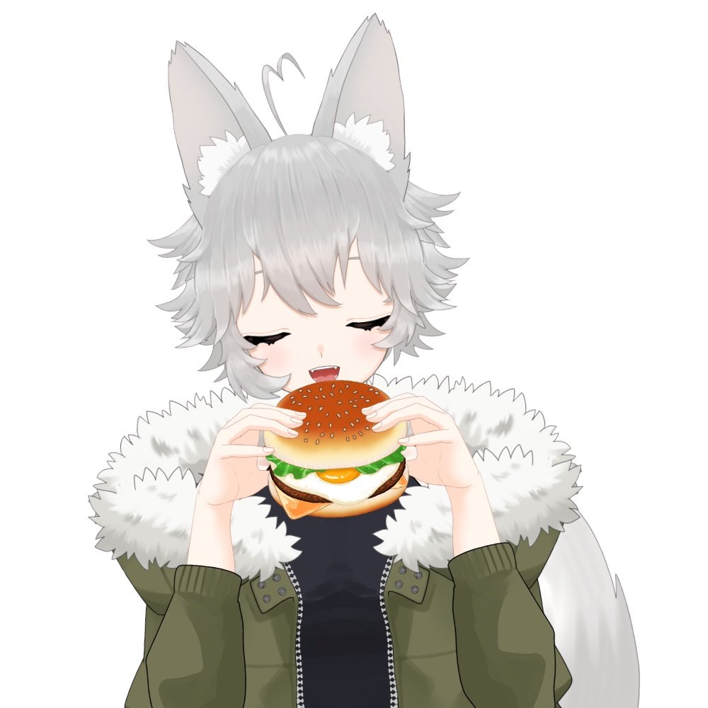 お月見バーガーを持つ手