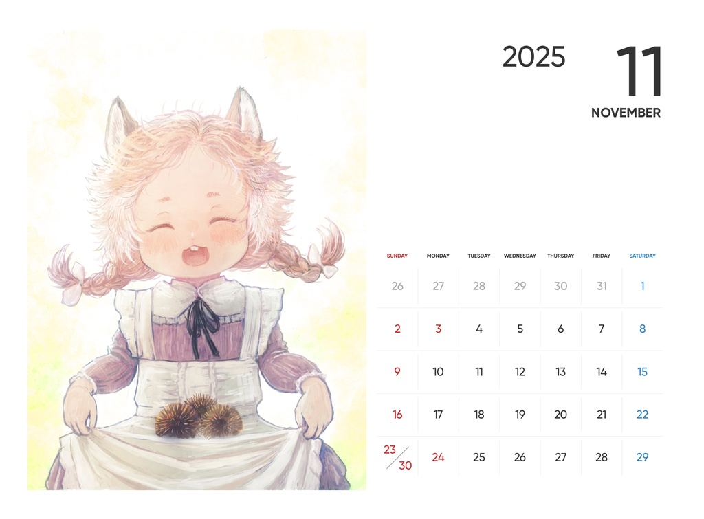 【Free DL】】2025年11月ケモミミカレンダー