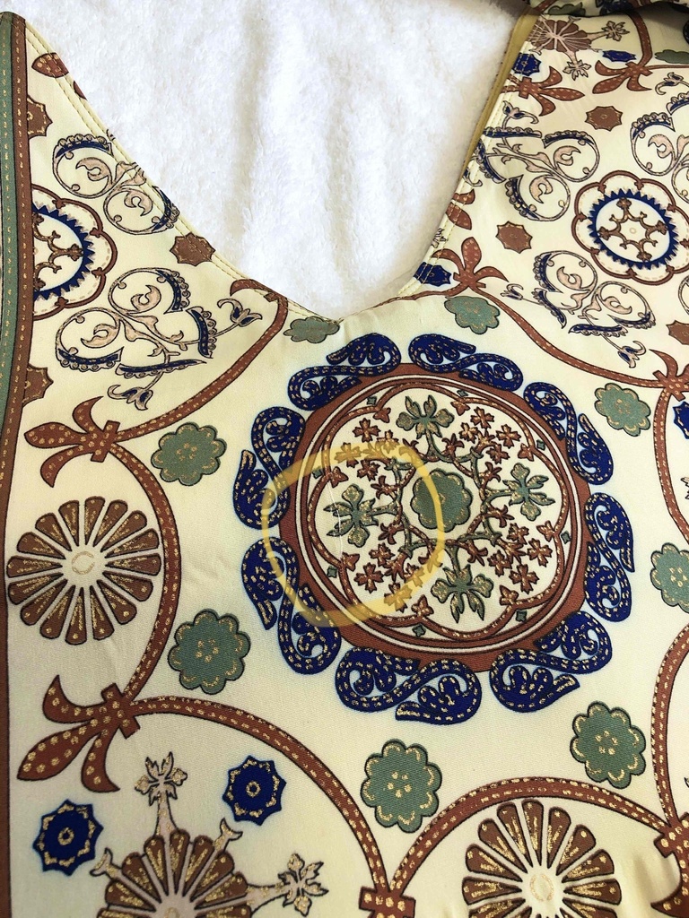 ウイグルのスカーフで仕立てた三角バッグ(青系①)