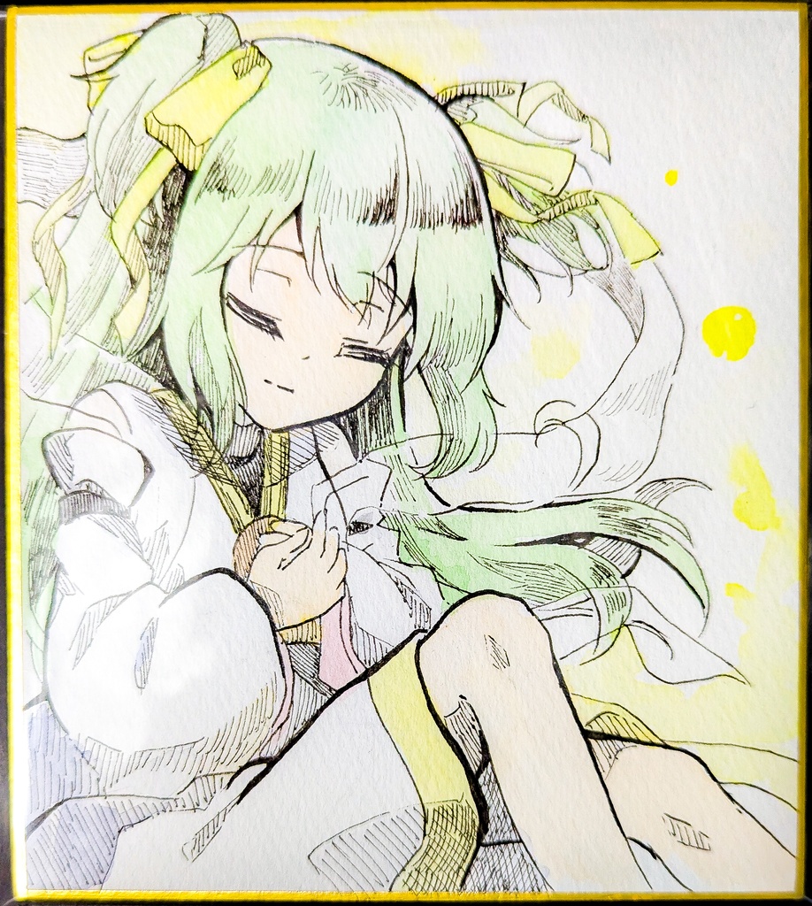 【創作】ミニ色紙イラスト　若菜