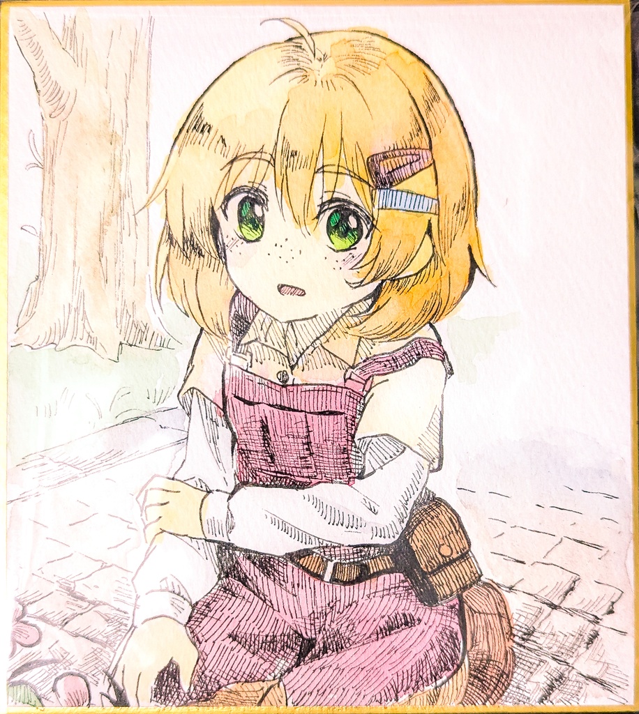 【創作】ミニ色紙イラスト　埜夢