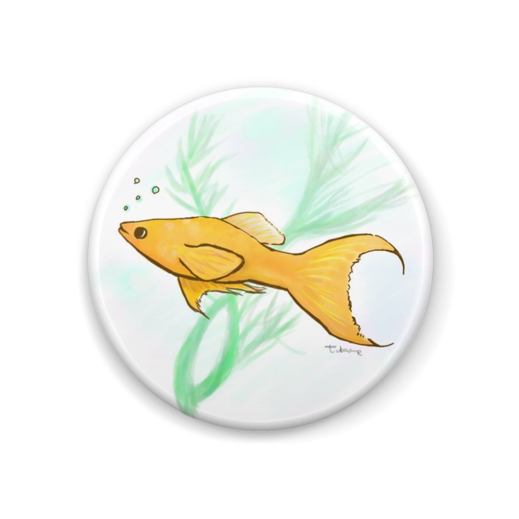 【アクアリウム缶バッジ】オレンジライヤーモーリー