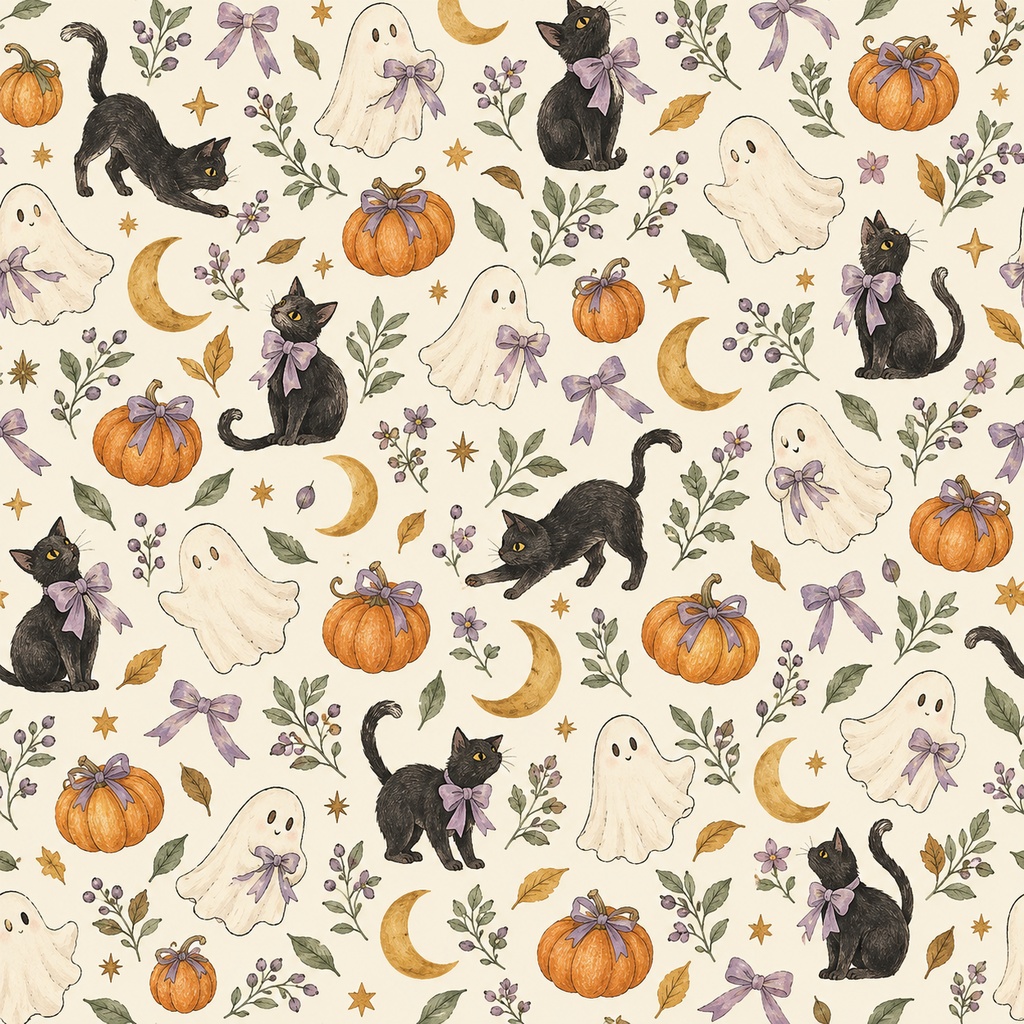 月あかりのハロウィーン|6柄デジタルペーパー・PNG+A4工作シート
