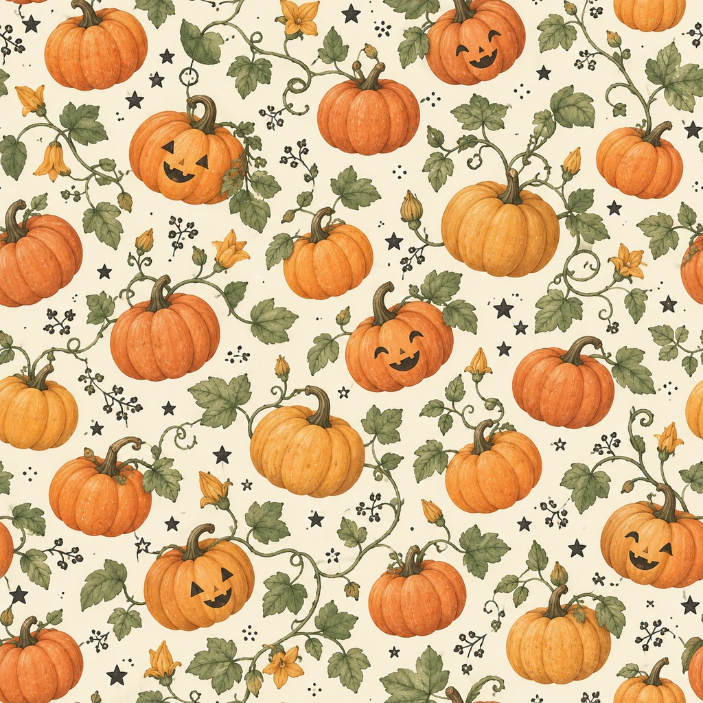 月あかりのハロウィーン|6柄デジタルペーパー・PNG+A4工作シート