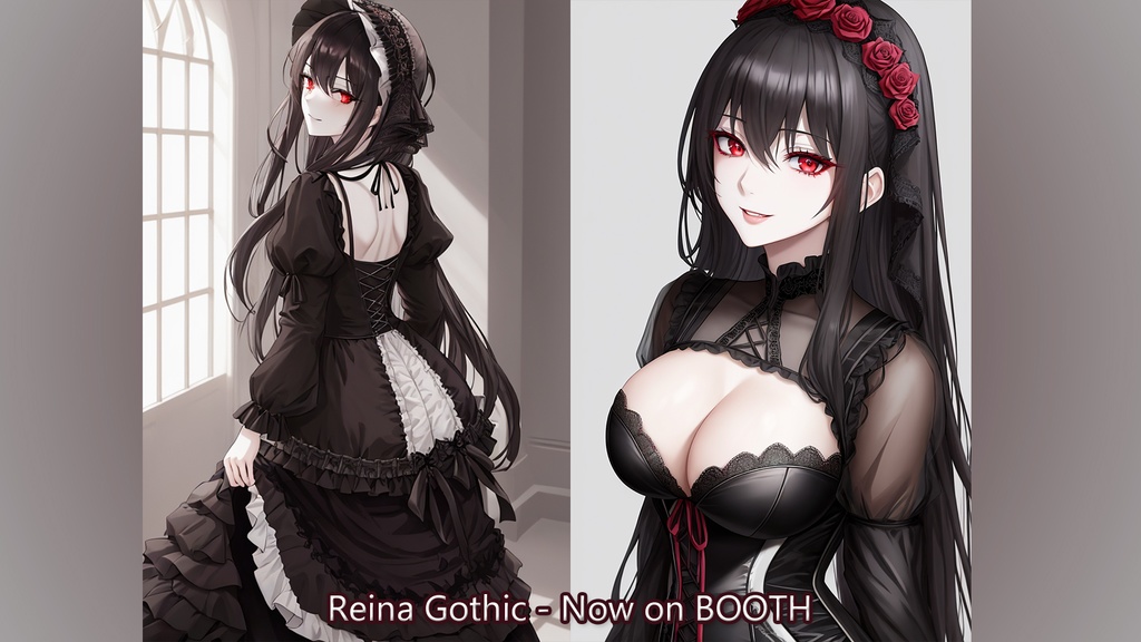 Reina Gothic Vol.1 - 黒ドレスの誘惑｜AIイラスト集（全11枚）