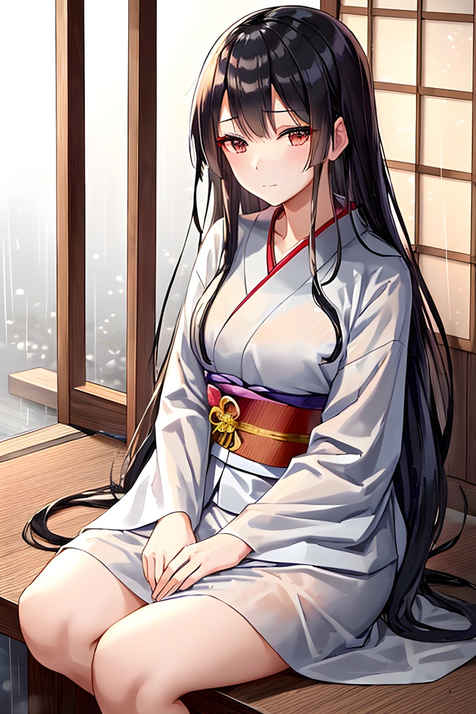 『艶黒和装 - 闇夜に咲くレイナの華』『Enchanted in Black - Reina in Gothic Kimono』