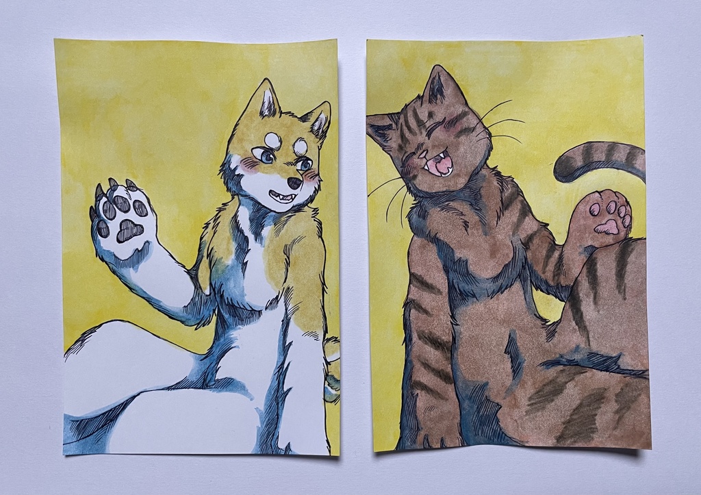 【原画】犬と猫
