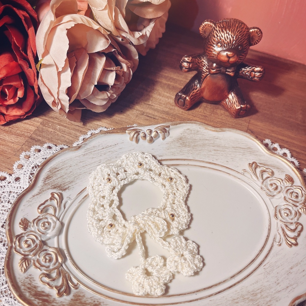 レースとお花のつけ襟