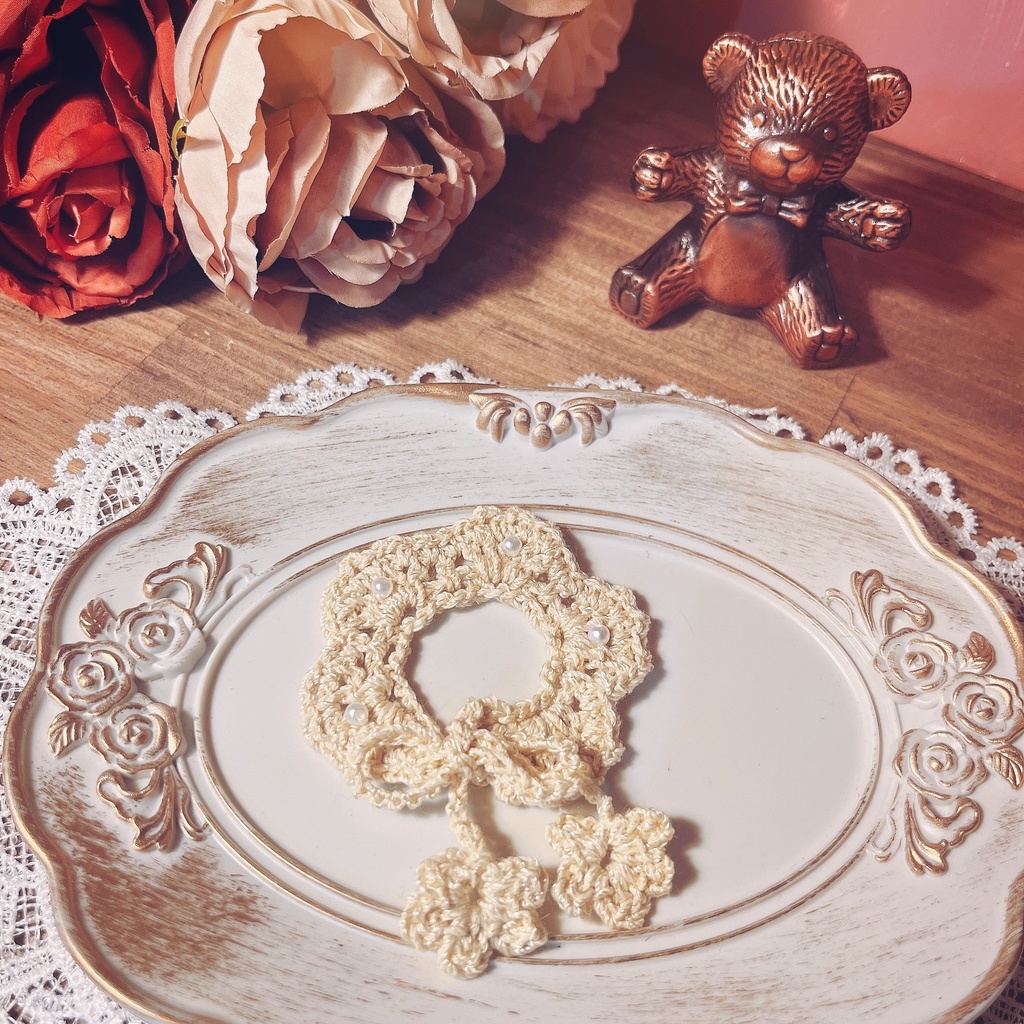 レースとお花のつけ襟