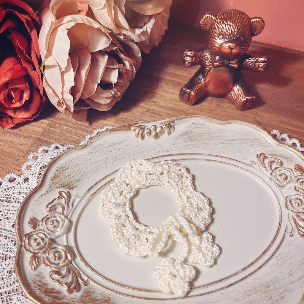 レースとお花のつけ襟