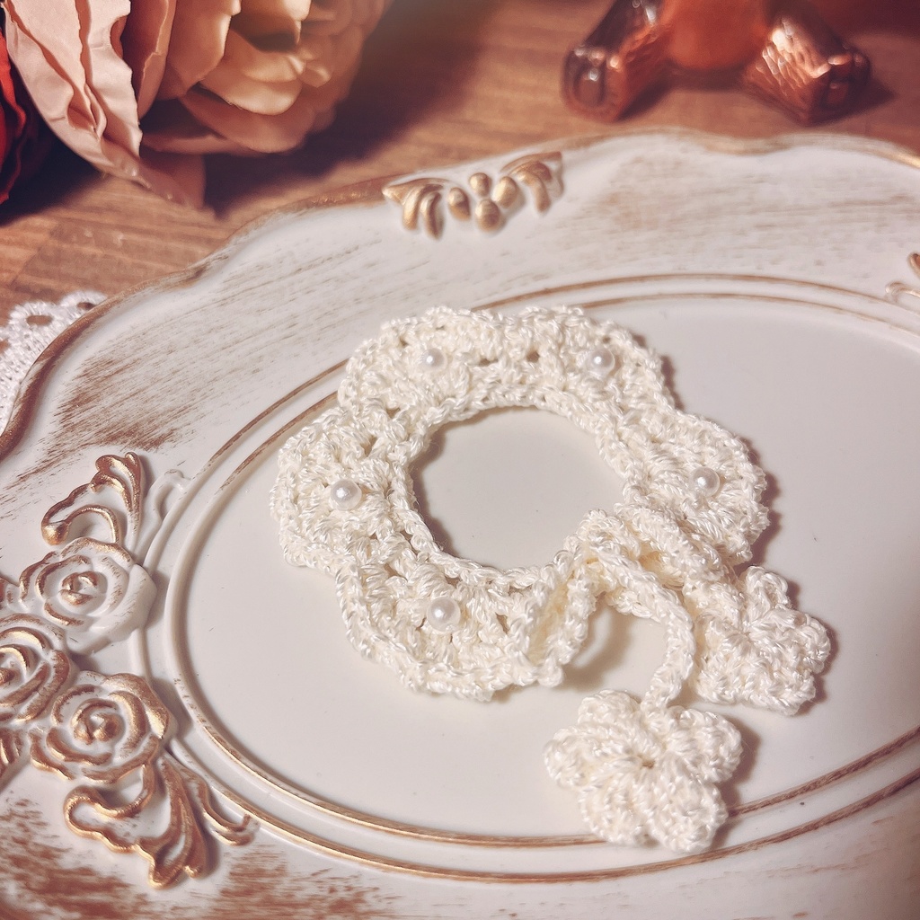 レースとお花のつけ襟