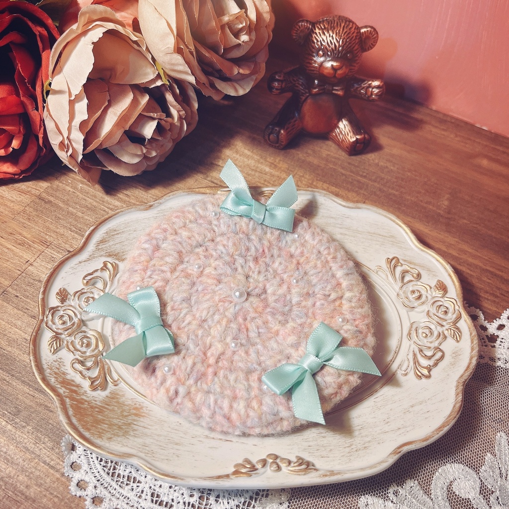 コットンキャンディーなベレー帽