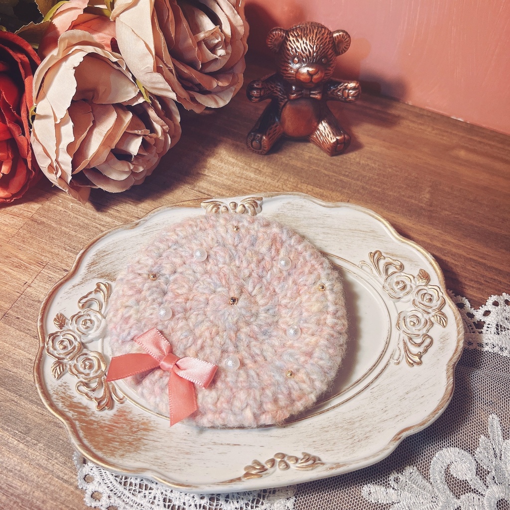 コットンキャンディーなベレー帽