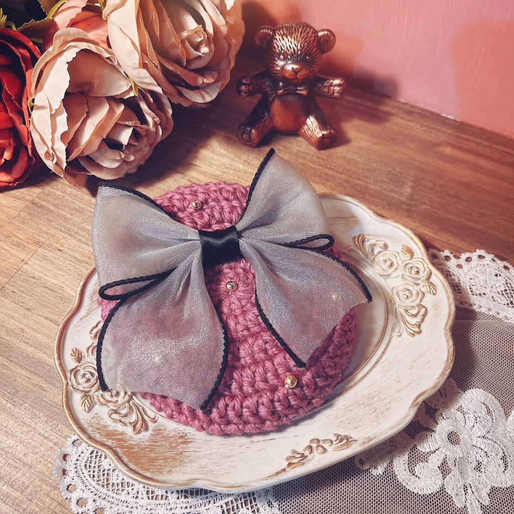 大きなリボンのベレー帽(春)