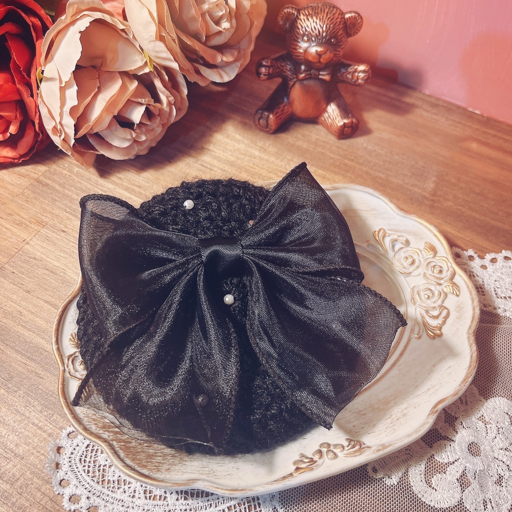 大きなリボンのベレー帽(春)