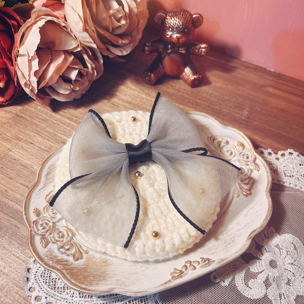 大きなリボンのベレー帽(春)