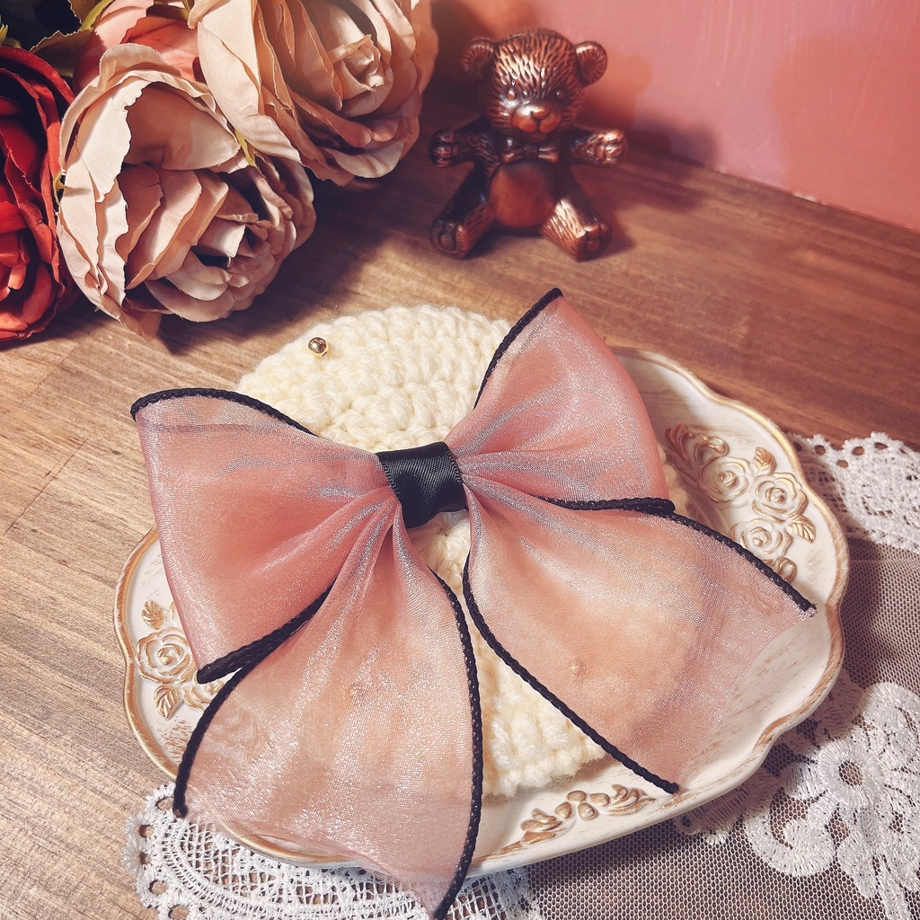 大きなリボンのベレー帽(春)