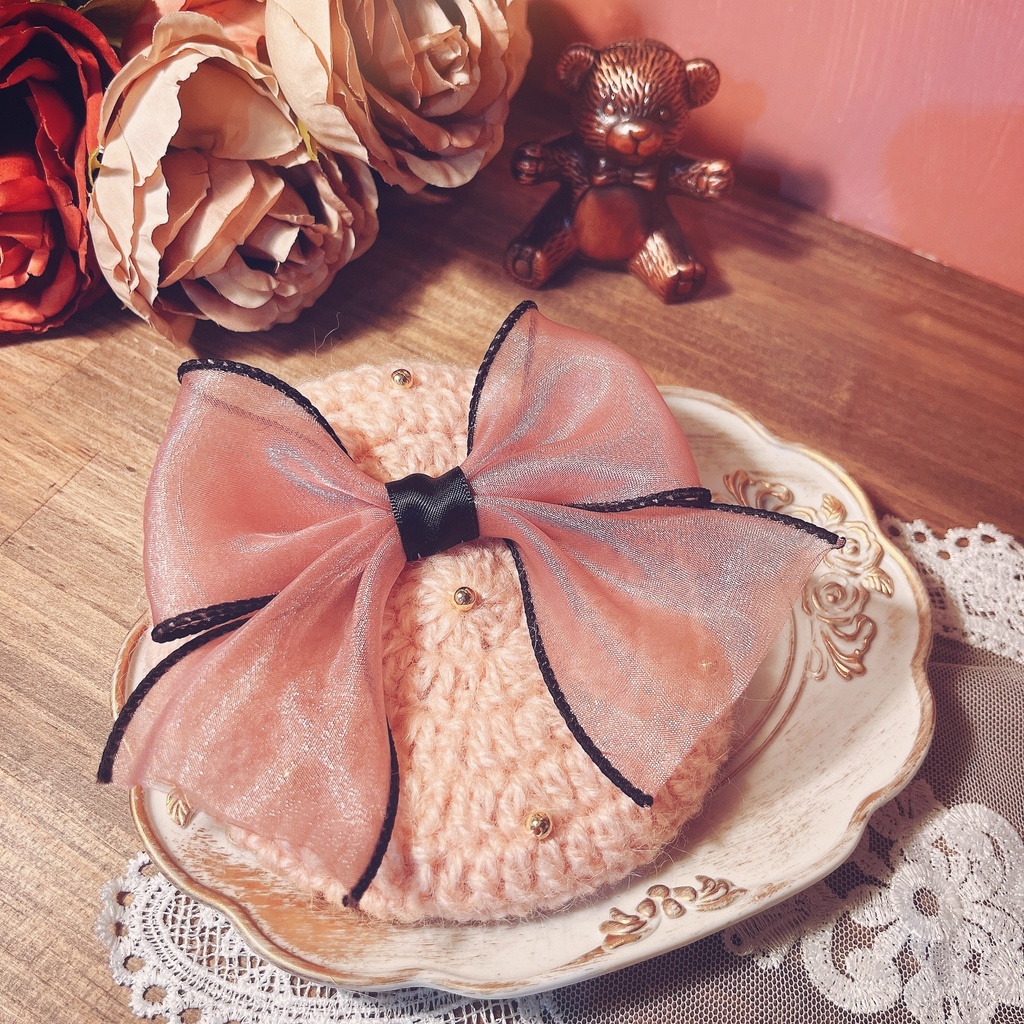 大きなリボンのベレー帽(春)