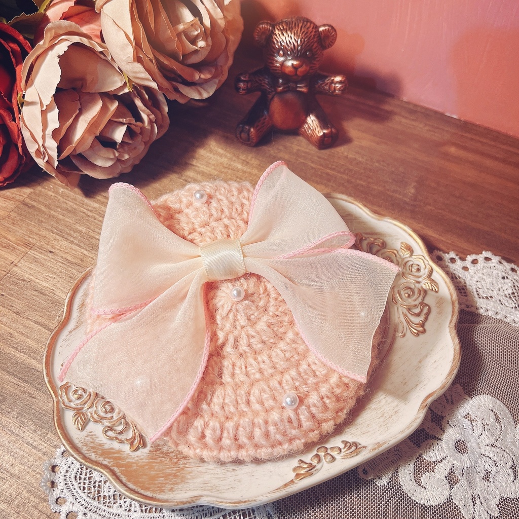 大きなリボンのベレー帽(春)