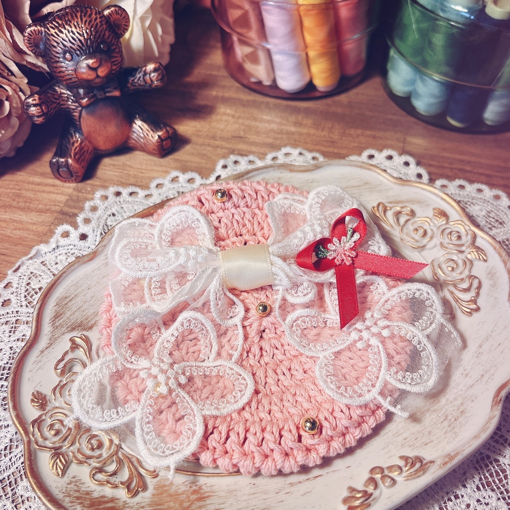 お花とリボンのベレー帽