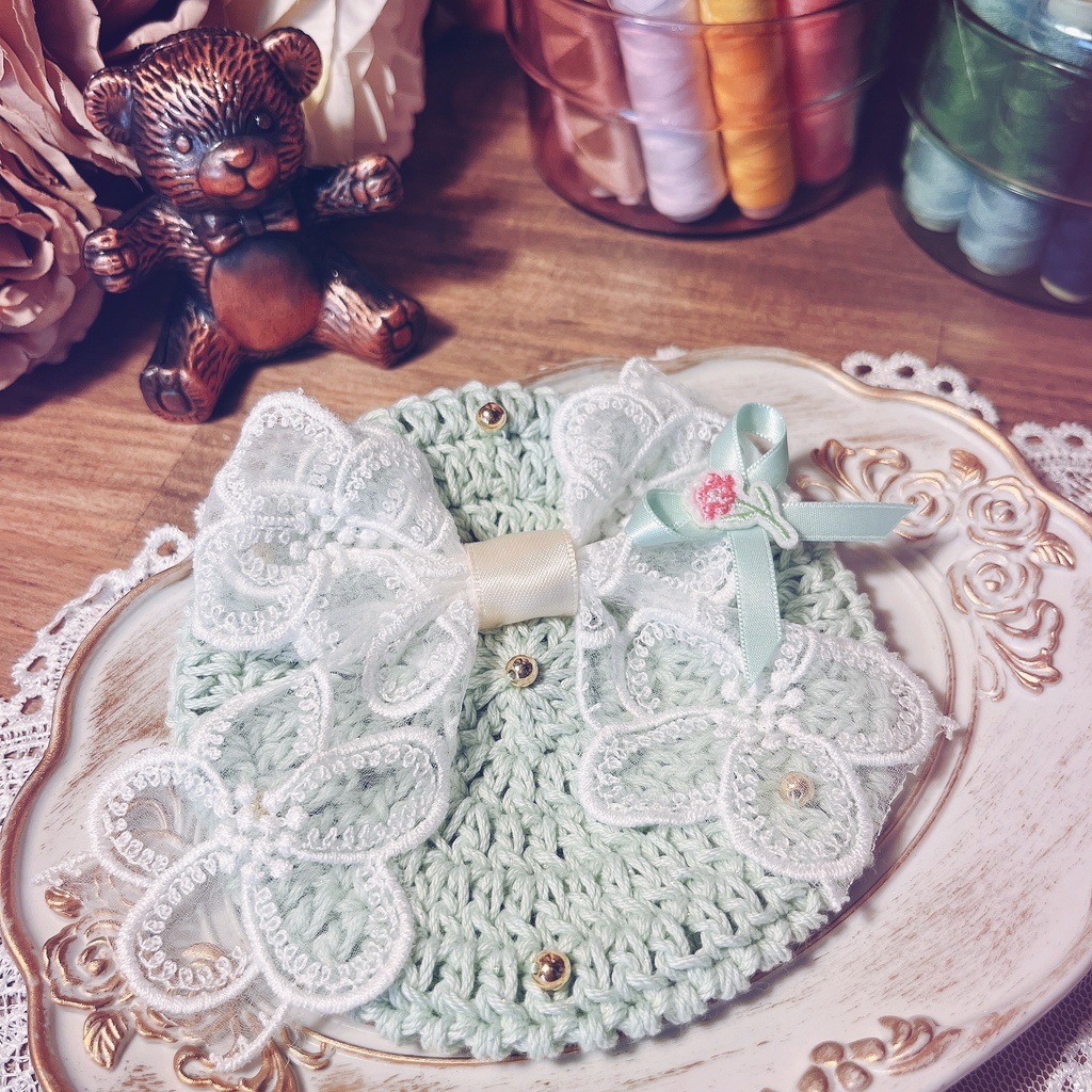 お花とリボンのベレー帽