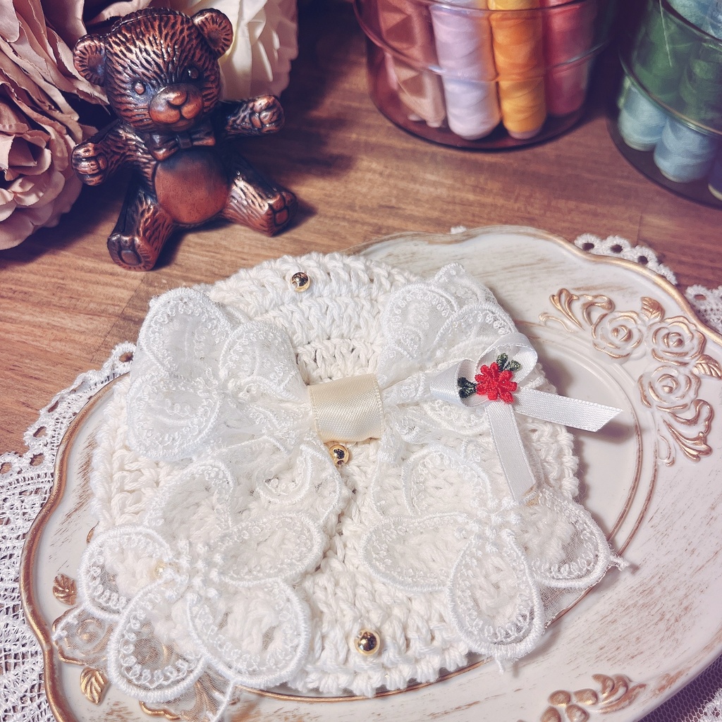 お花とリボンのベレー帽