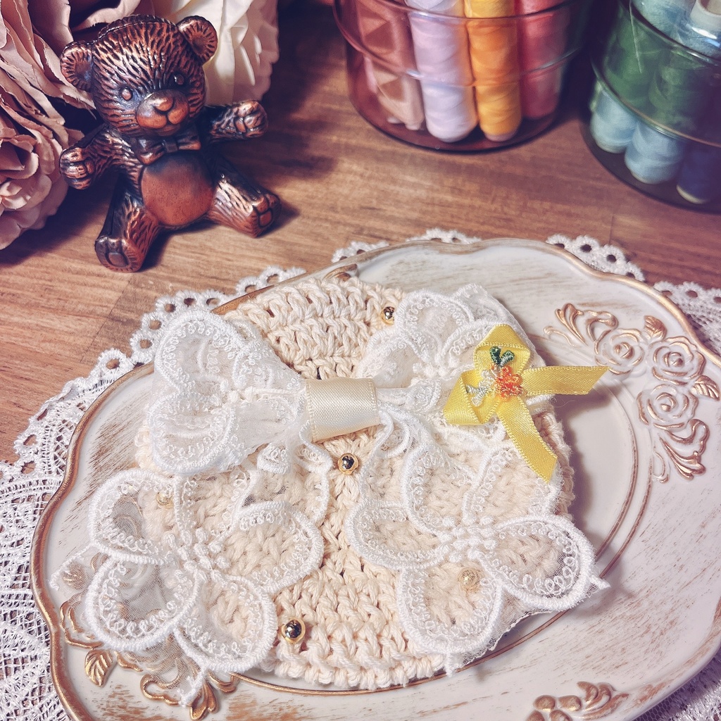 お花とリボンのベレー帽