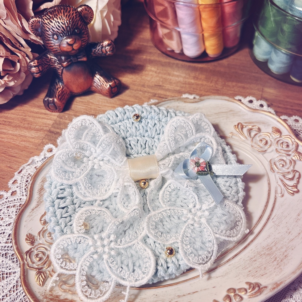 お花とリボンのベレー帽