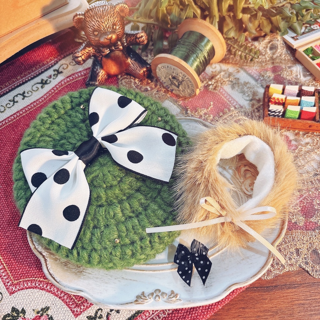 大きなリボンのベレー帽(秋)