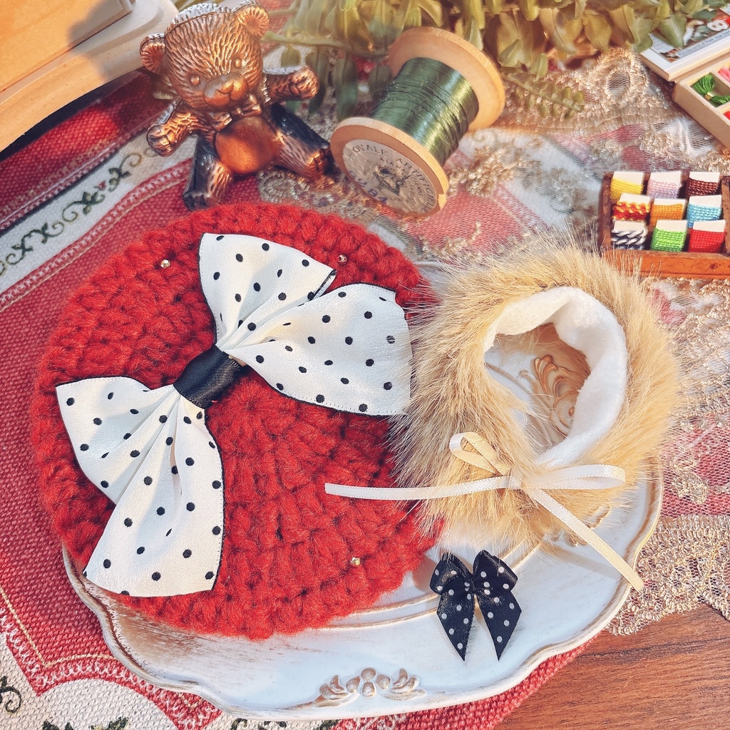 大きなリボンのベレー帽(秋)