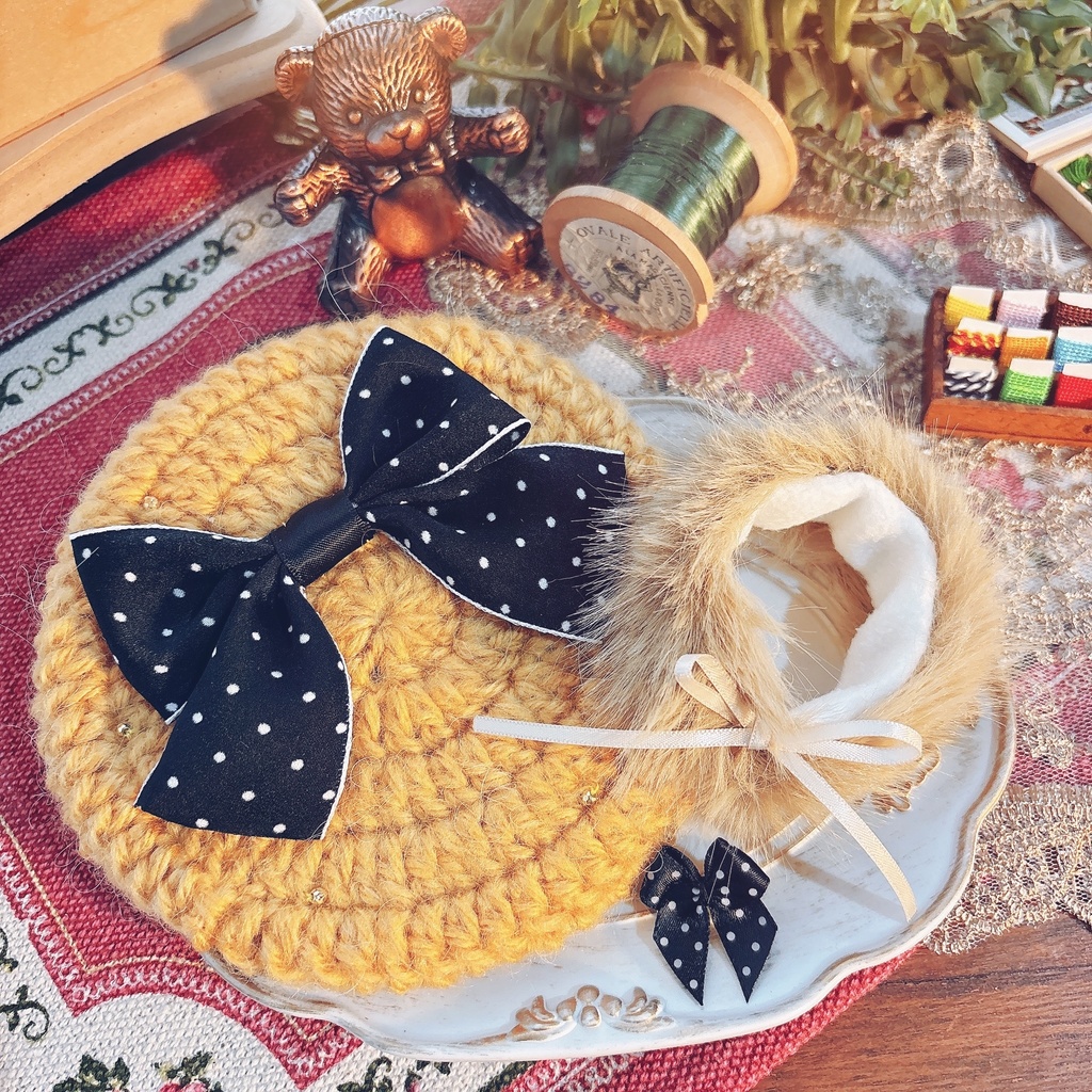 大きなリボンのベレー帽(秋)